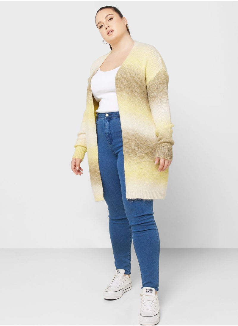 Ella Plus - Ombre Colourblock Open Front Cardigan - Image 1
