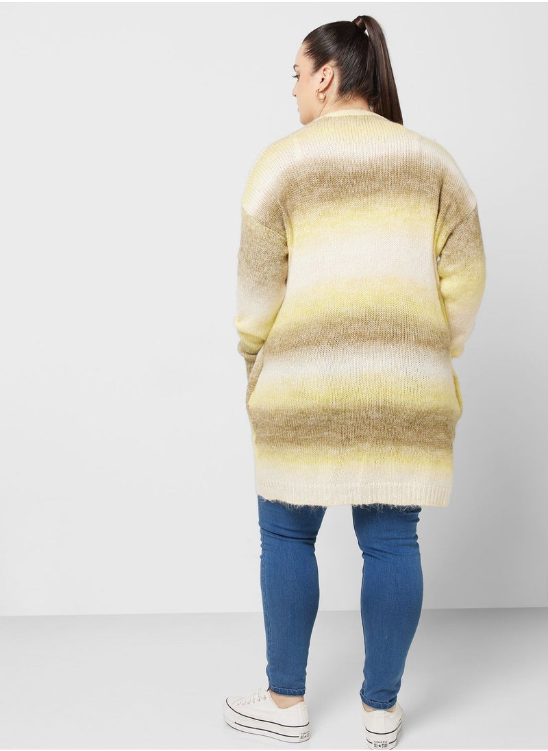 Ella Plus - Ombre Colourblock Open Front Cardigan - Image 1