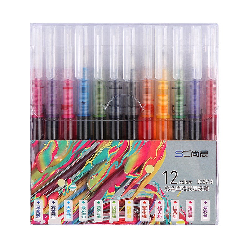 Direct Liquid Quick-Drying Rollerball Pen Black 0.5Mm Integrated Large-Capacity Gel Pen Colorful Needle Pen And Retail - Image 1