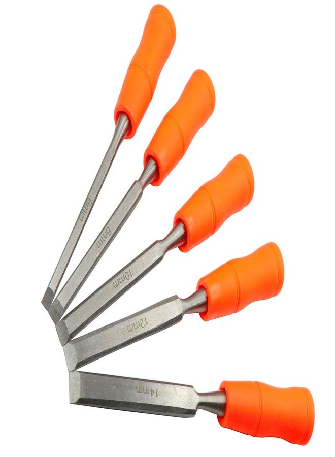 LBY 5 Sizes Wood Chisel Set, 6/8/10/12/14mm(.24''/.31''/.39''/.47'') Woodworking and Carving Chisels Assortment Kit - Image 2