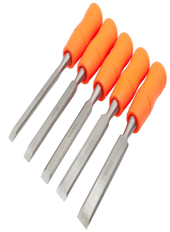 LBY 5 Sizes Wood Chisel Set, 6/8/10/12/14mm(.24''/.31''/.39''/.47'') Woodworking and Carving Chisels Assortment Kit - Image 1