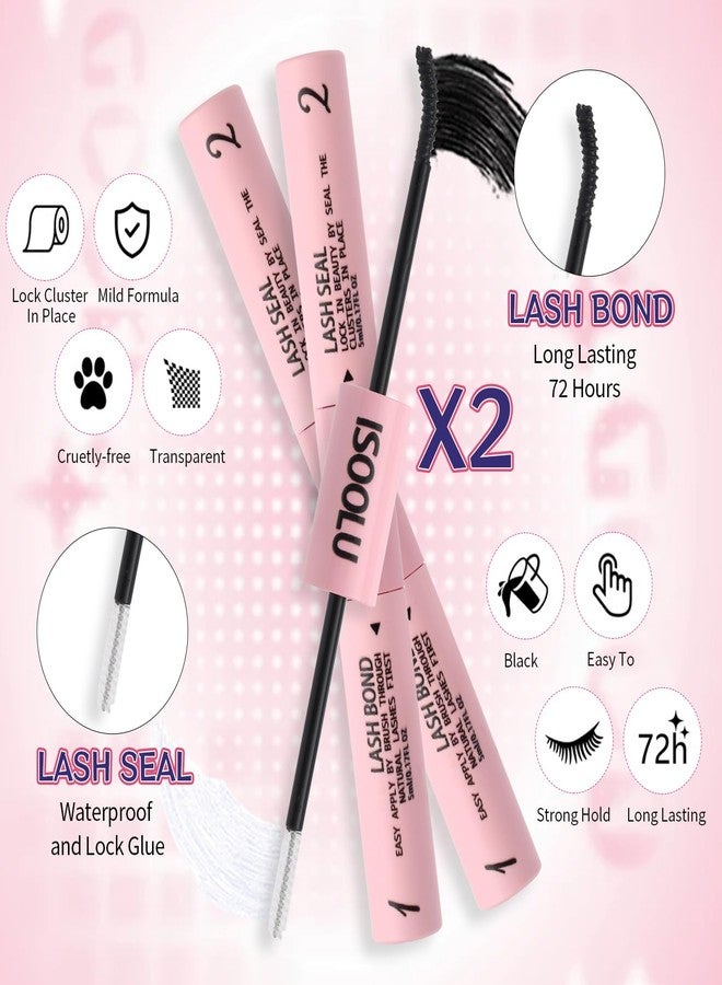 ISOOLU Fairy Lash Clusters Manga Individual Lashes C Curl Wispy Eyelash Clusters WideSpan Eyelash Extension Kit with Lash Bond and Seal Wet-Look Spiky Cluster Lashes (2Fairy 2Anime Kit) - Image 4