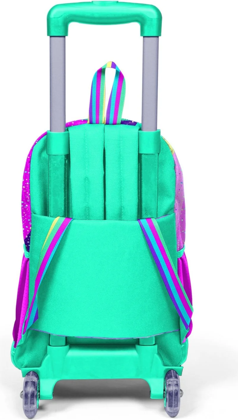 CORAL HIGH Kids Pink Water Green Unicorn Patterned Three-Compartment Squeegee School Backpack
