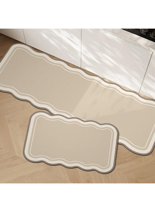Bluejw - Japanese Style Water Absorbent Kitchen Mat Household Two-piece Non-slip Quick-drying Diatom Mud Mat Easy-care Door Mat - Image 1