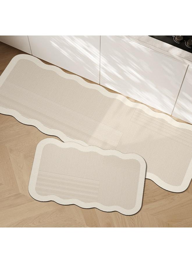 Bluejw - Japanese Style Water Absorbent Kitchen Mat Household Two-piece Non-slip Quick-drying Diatom Mud Mat Easy-care Door Mat - Image 1