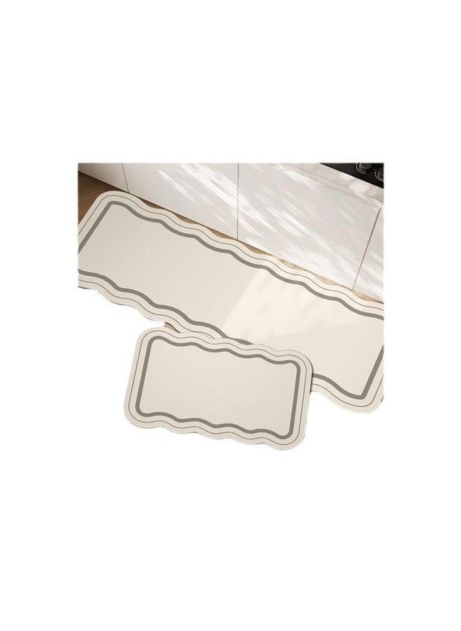 Bluejw - Japanese Style Water Absorbent Kitchen Mat Household Two-piece Non-slip Quick-drying Diatom Mud Mat Easy-care Door Mat - Image 1