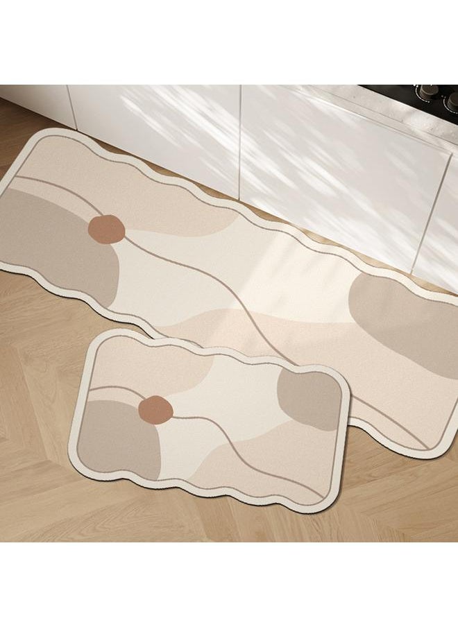 Bluejw - Japanese Style Water Absorbent Kitchen Mat Household Two-piece Non-slip Quick-drying Diatom Mud Mat Easy-care Door Mat - Image 1