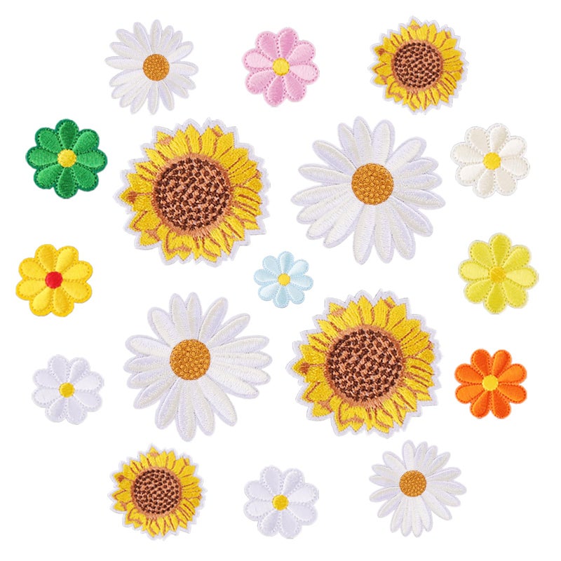 Amaxiu Sunflower Iron on Patches 17 Pieces Colorful Daisy Applique Patches Clothing Repair Embroidered Patches Sew on DIY Flower Patch for Jeans Bags Jackets Hat DIY Crafts
