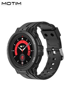 Motim Watch Band with Case for Samsung Galaxy 5/5 Pro/4 40mm, Shockproof Rugged Band Clear Sport Replacement Strap with Bumper Case for Galaxy Watch 5/4, Men Women  - Image 1