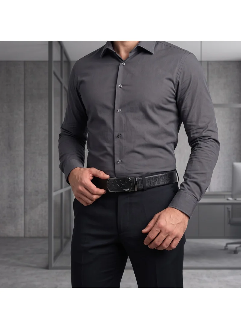 Classic Milano Black (ALTHQ-3705-6) Classic Milano Genuine Leather Belt for Men, Formal Dress Belt with Automatic Ratchet Buckle, Men's Belt for Office Wear with Gift Box for Men | Best Price UAE