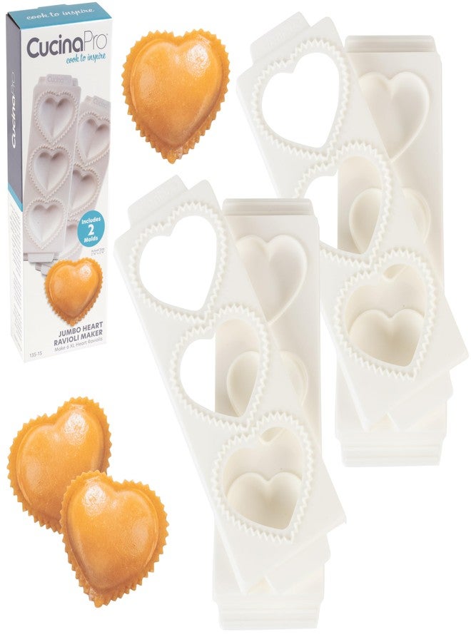 كوتشينا برو قوالب رافيولي جامبو على شكل قلب 3 بوصات، عبوة من قطعتين - صانع معكرونة محشوة منزلية الصنع - صينية ومكبس من قطعتين، تكفي لصنع 3 حبات رافيولي إيطالية كبيرة في المرة الواحدة، سهلة الاستخدام والتنظيف - أضف لمسة رومانسية إلى عشاءك الإيطالي القادم - هدية مثالية لها أو له - Image 1