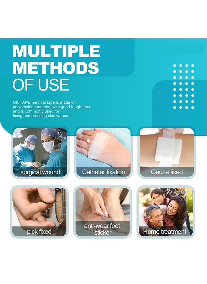 HY - Paper Medical Tape 6 Rolls- Hypoallergenic White Surgical Tape for Sensitive Skin，Breathable First Aid Wound Tape with Pain-Free Removal，Secures Dressing and Medical Devices - 0.5 Inch x 10 Yards - Image 1