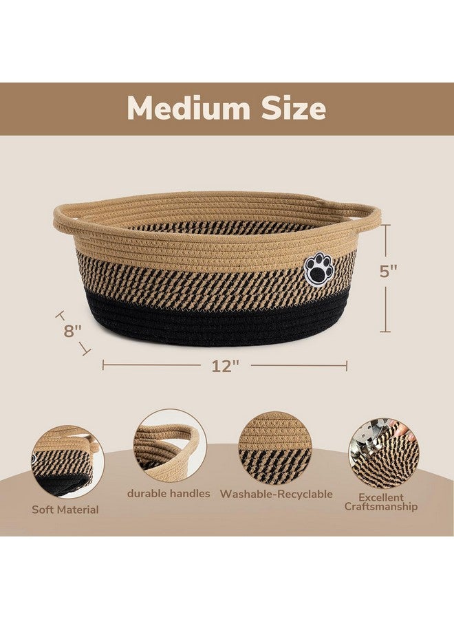 HiChen Dog Storage Bin, Baby Basket For Gifting, Wicker Storage Basket For Dog, Cute Basket With Handles, Small Woven Basket For Nursery 12"X 8" X 5" Black-Brown - Image 5