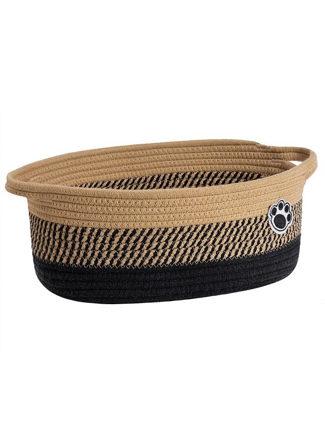 HiChen Dog Storage Bin, Baby Basket For Gifting, Wicker Storage Basket For Dog, Cute Basket With Handles, Small Woven Basket For Nursery 12"X 8" X 5" Black-Brown - Image 1