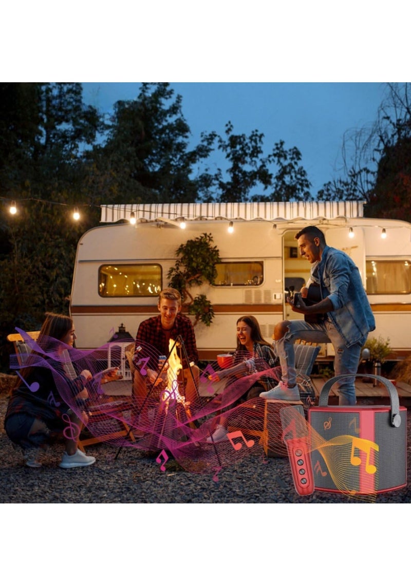 ELTRAZONE Portable Bluetooth Karaoke Speaker with Rechargeable Wireless Microphone, Type-C Charging, Multiple Voice Modes, TF Card Holder for Music Storage, Perfect for Singing & Party Entertainment (Red) - Image 3