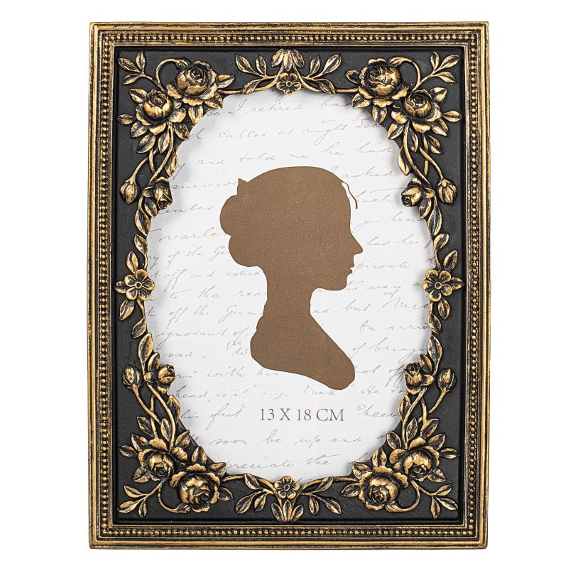 AELS 5x7 Inch Vintage Black Picture Frame Elegant Antique Photo Frames with Glass Front Photo Display Tabletop Wall Hanging Gift Ideas Gold and Black