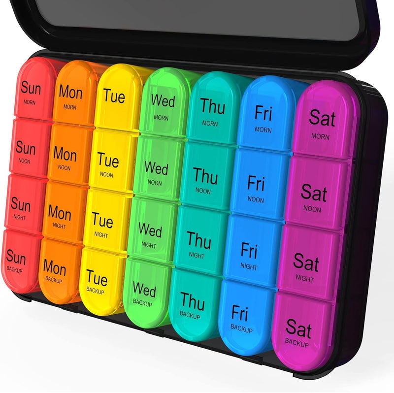 Daviky Pill Organizer for Travel - 7 Day Large