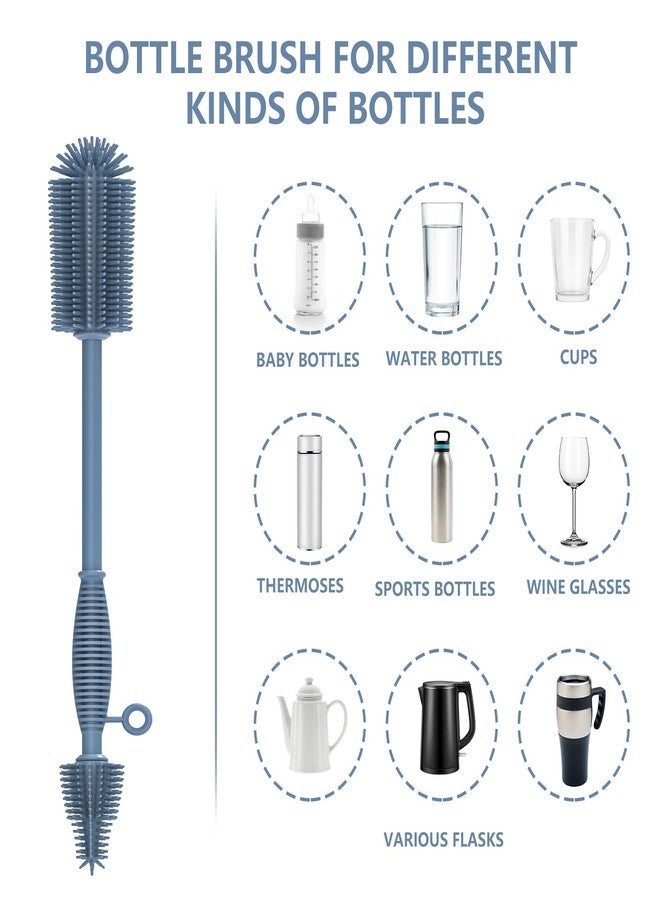 Raymeefa Double Sided Cleaning Brush,Soft Kitchen Scrub Brush,Reusable Silicone Bottle Cleaning Brush,Narrow Neck Bottle Brush Cleaner,Long Handle Bottle Brushes for Cleaning (Blue) - Image 5