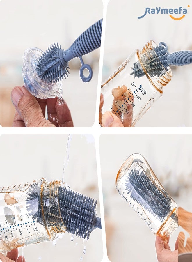 Raymeefa Double Sided Cleaning Brush,Soft Kitchen Scrub Brush,Reusable Silicone Bottle Cleaning Brush,Narrow Neck Bottle Brush Cleaner,Long Handle Bottle Brushes for Cleaning (Blue) - Image 3