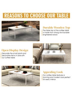 RIGID Elongated Coffee Table White 45x120x60cm  - Image 3