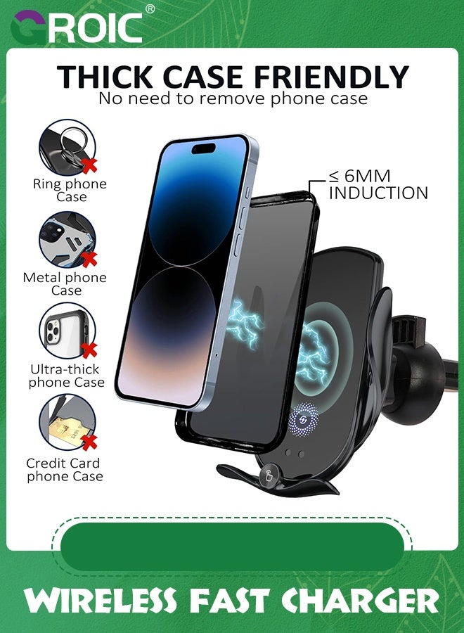 GROIC Wireless Car Charger,15W Fast Charging, Phone Holder Mount, Auto Clamping, Phone Mount Phone Holder for iPhone 15 14 13 12 11, Samsung Galaxy S23+ S22, etc  - Image 4