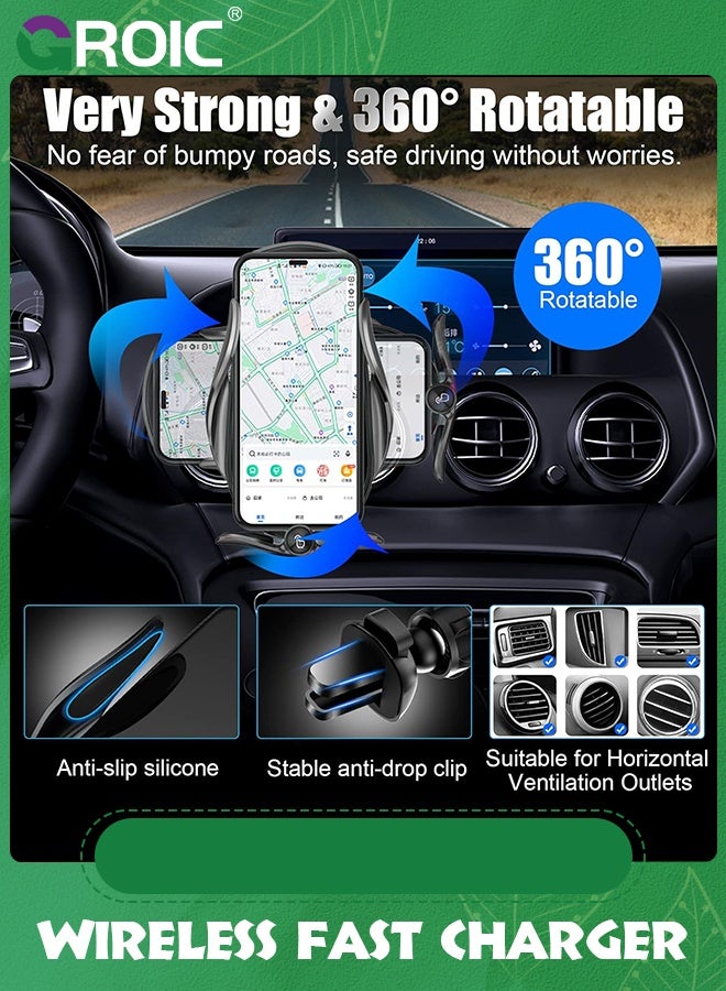 GROIC Wireless Car Charger,15W Fast Charging, Phone Holder Mount, Auto Clamping, Phone Mount Phone Holder for iPhone 15 14 13 12 11, Samsung Galaxy S23+ S22, etc  - Image 5