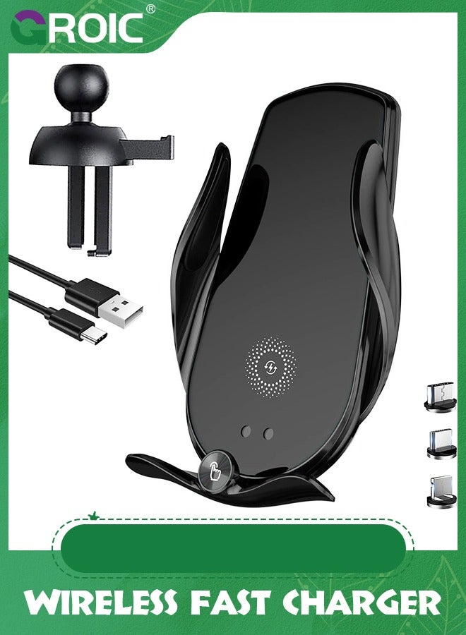 GROIC Wireless Car Charger,15W Fast Charging, Phone Holder Mount, Auto Clamping, Phone Mount Phone Holder for iPhone 15 14 13 12 11, Samsung Galaxy S23+ S22, etc  - Image 1