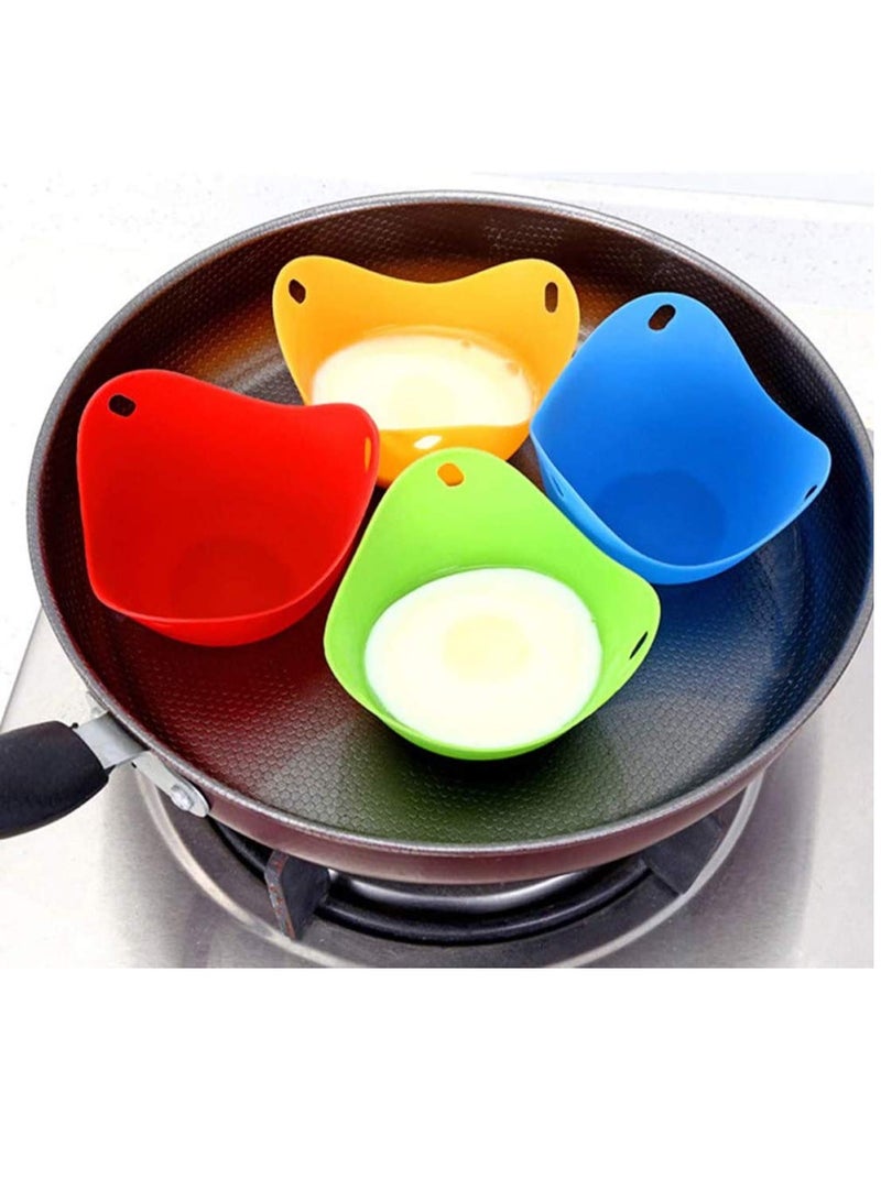 SYOSI Egg Poacher 4 Pack with 1 Chopsticks 1 Spoon Heat Resistant Extra Silicone Moulds for Cooking  - Image 4