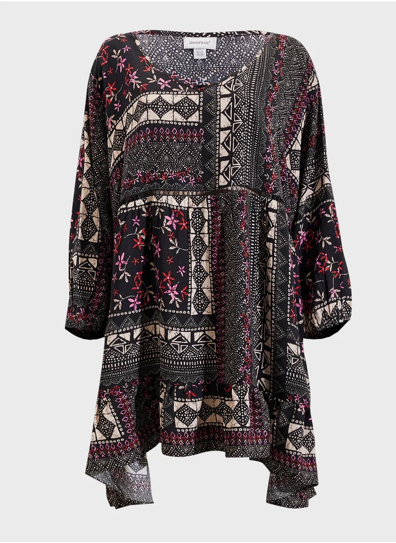 city chic Puff Sleeve Printed Tunic