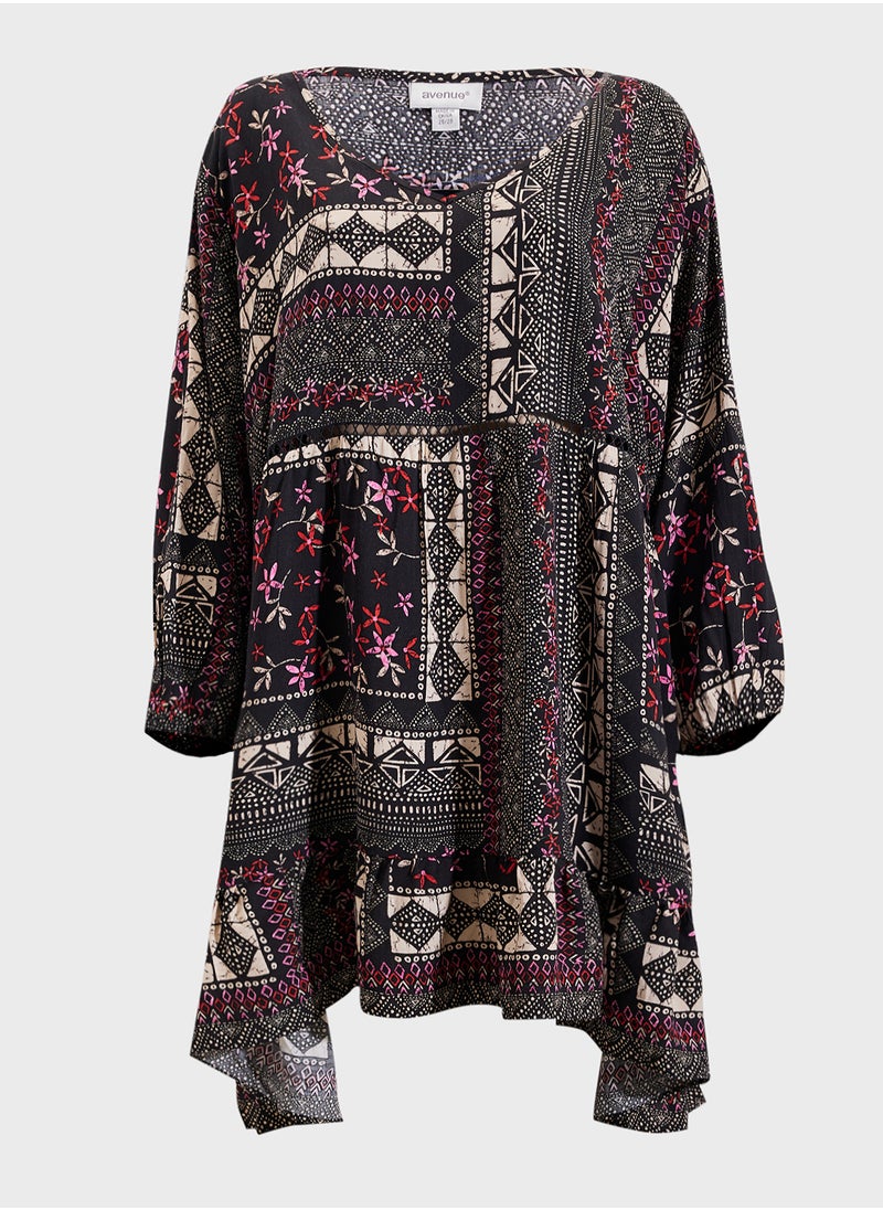city chic Puff Sleeve Printed Tunic  - Image 1