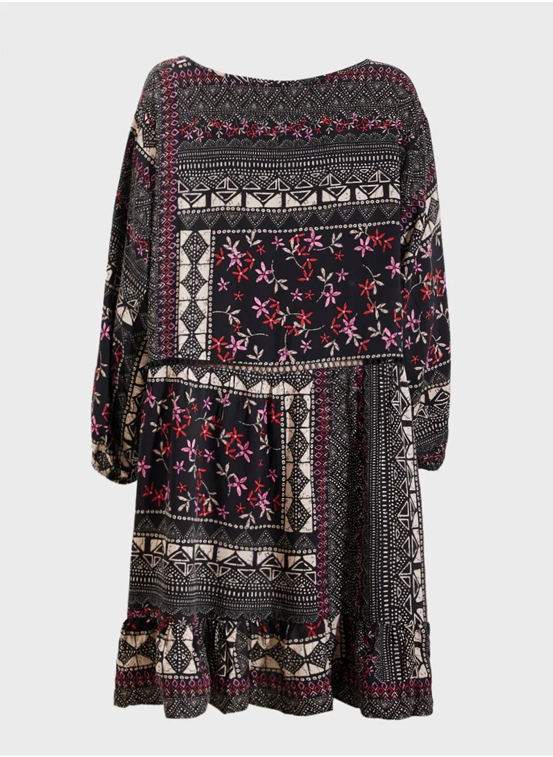 city chic Puff Sleeve Printed Tunic