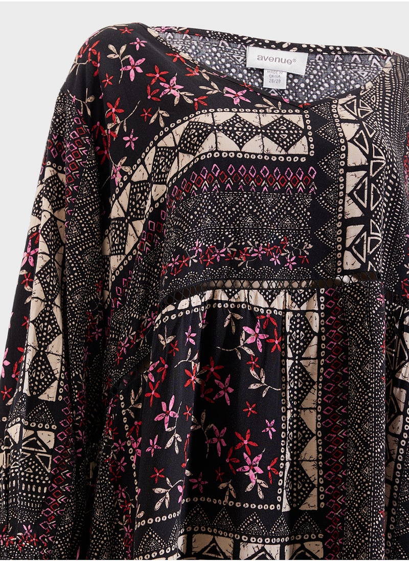 city chic Puff Sleeve Printed Tunic  - Image 3