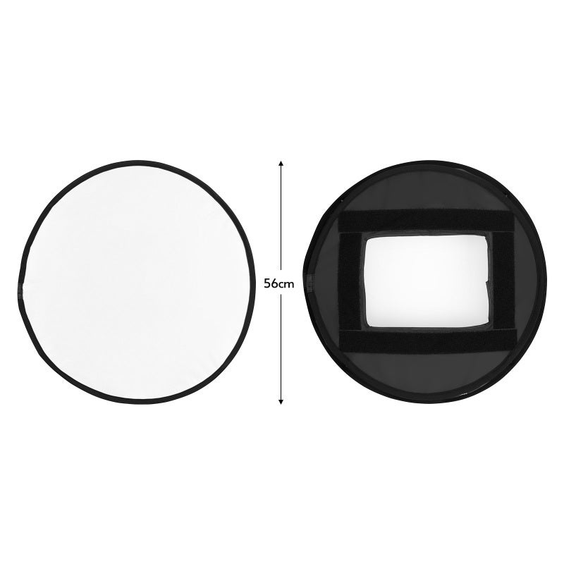 Round LED Softbox: 22In/56Cm Black Light Diffuser With Silver Reflective Inner - Easy Foldable Portable Lighting Modifier For Portrait Product Photography Video Recording Live Streaming - Image 4