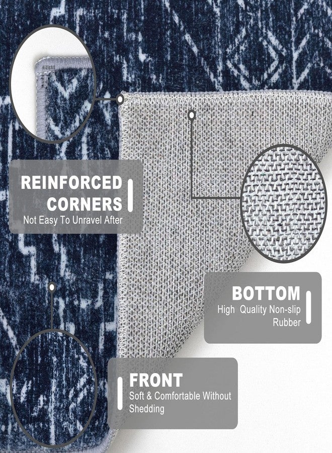 KILOCOCO Boho Entryway Rug 2x3 Printed Small Area Rug Indoor Door Mat Machine Washable Kitchen Rugs Super Soft Non Slip Throw Rugs for Bedroom Entrance Geometric Laundry Room, Dark Blue - Image 5