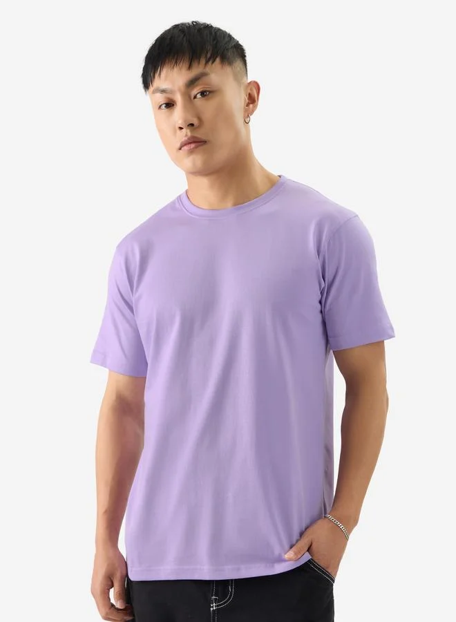 The Souled Store Men Purple Plain Casual T-Shirt
