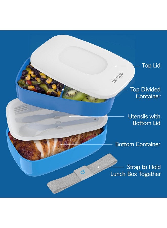 Bentgo Classic - Adult Bento Box, Stackable 3-Compartment Lunch Box with Removable Utensil Set and Sealing Strap, BPA-Free, Food Container Ideal for Meal Prep, Work, and On the Go (Blue) - Image 5