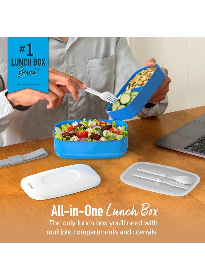 Bentgo Classic - Adult Bento Box, Stackable 3-Compartment Lunch Box with Removable Utensil Set and Sealing Strap, BPA-Free, Food Container Ideal for Meal Prep, Work, and On the Go (Blue) - Image 2