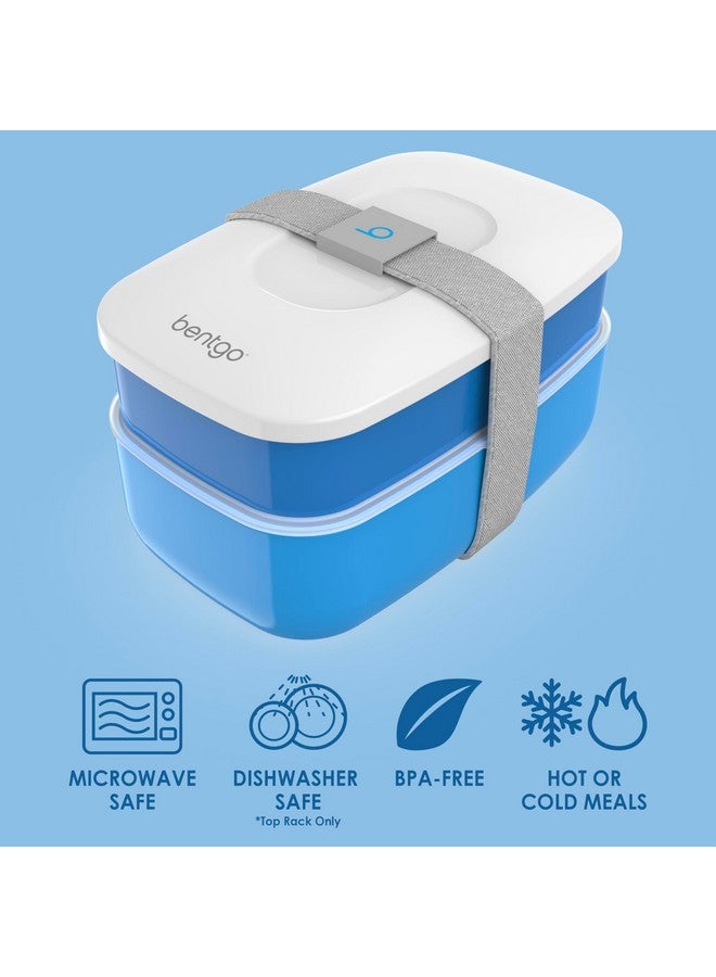 Bentgo Classic - Adult Bento Box, Stackable 3-Compartment Lunch Box with Removable Utensil Set and Sealing Strap, BPA-Free, Food Container Ideal for Meal Prep, Work, and On the Go (Blue) - Image 3