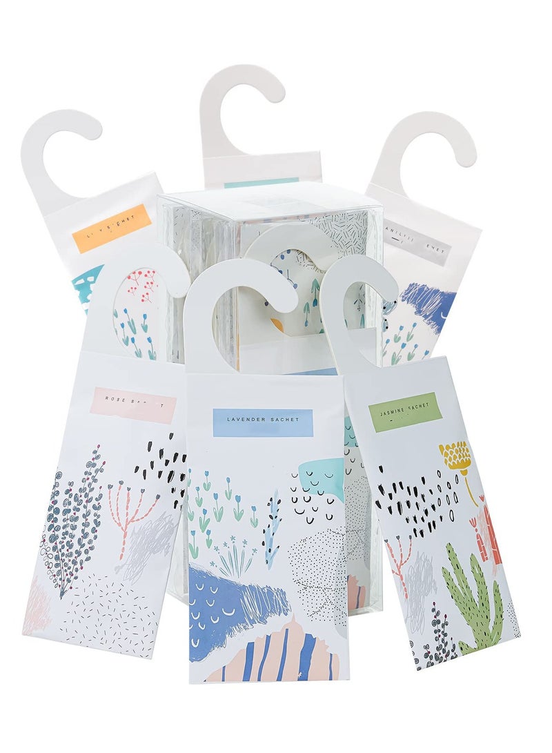 SYOSI 12 Packs Sachets for Drawers and Closets Large Hanging Sachet Bags Closet Air Fresheners Potpourri Bags Long Lasting 6 Scents Option Lavender Rose Jasmine Ocean Vanilla Lily - Image 1