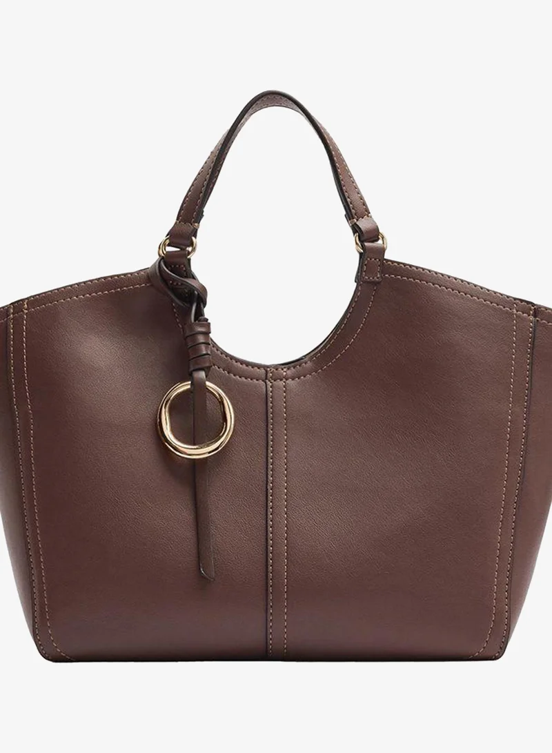 Parfois Shopper Bag With M Topstitching And Hanger