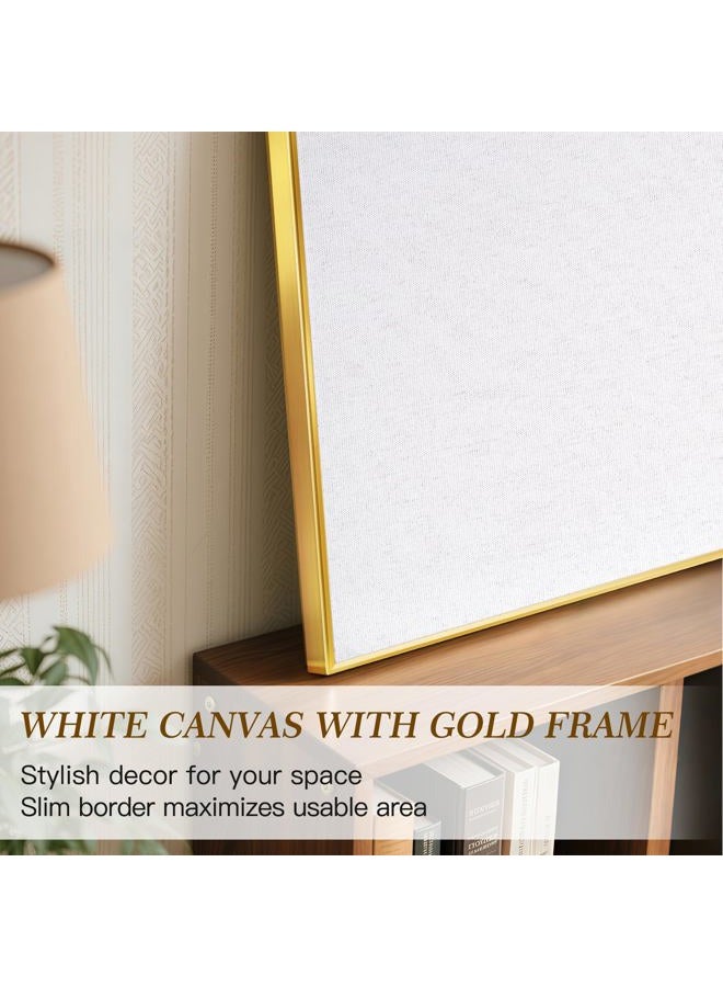 QUEENLINK Linen Bulletin Board,36" x 24" Gold Aluminum Frame Cork Boards for Walls,Decorative Pin Board, Message Board, Vision Board, Picture Board, Photo Board, White Linen - Image 3