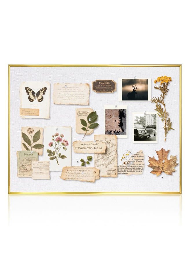 QUEENLINK Linen Bulletin Board,36" x 24" Gold Aluminum Frame Cork Boards for Walls,Decorative Pin Board, Message Board, Vision Board, Picture Board, Photo Board, White Linen - Image 1