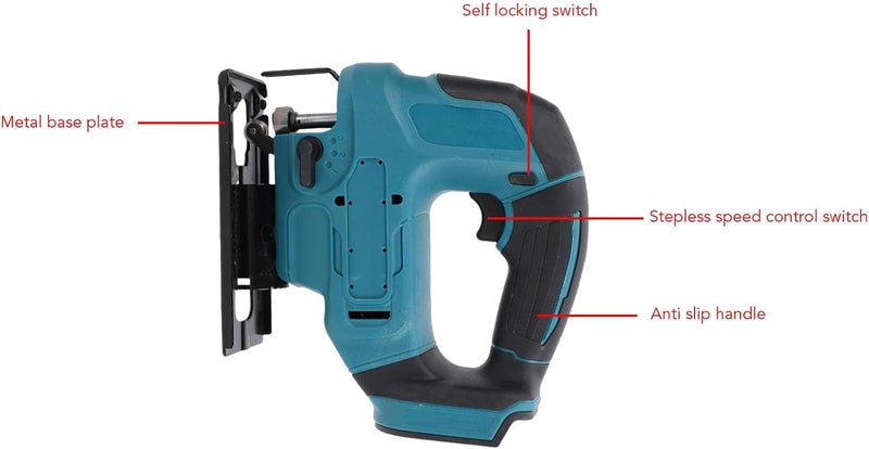 Cordless Jig Saw, DIY Brushless Motor Curve Saw with 0 3000 SPM 45° Bevel Cuts Multiple Battery Interfaces Woodworking Cutting Saws for Wood Metal PVC Cutting - Image 4