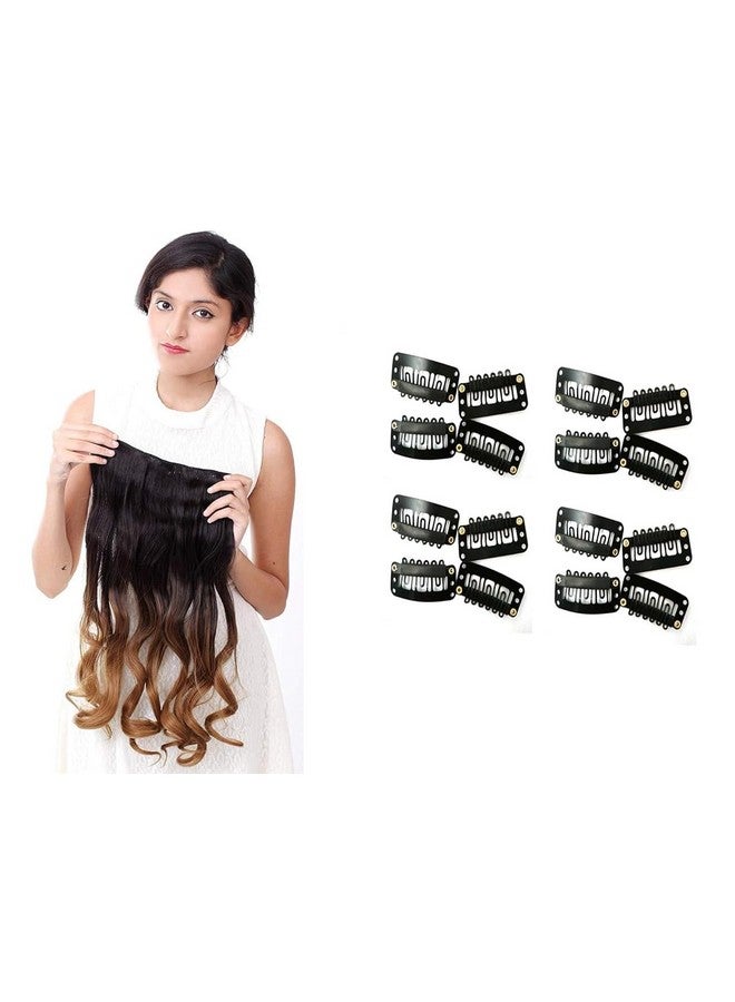 Ritzkart Synthetic Hair Extension 24 Inch Long Natural Black Half Golden Black Mix Curly Extension Feel Real Hair 3t27 12 Pc Steel Snap Clip, Black,