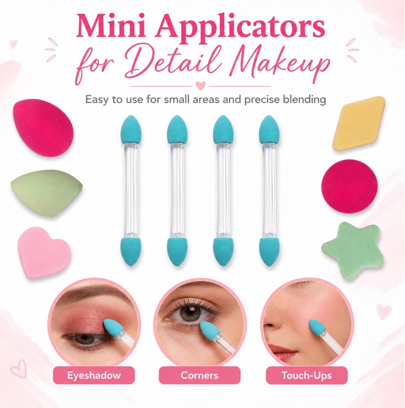 Me Now 14 Pcs Makeup Sponge Set with Storage Jar, Cosmetic Foundation Sponge Puffs and Eyeshadow Applicators, Multi-Shape Beauty Sponges for Liquid, Cream and Powder Makeup 2 Jar - Image 5