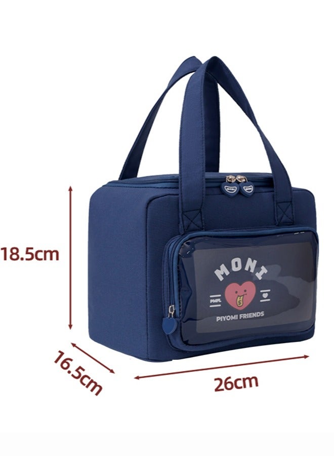 RollsTimi  Large Capacity Lunch Bag, Portable Insulated Lunch Bag, Lunch Box Bag with Zipper, Multi-Function Polyester Durable Lunch Box Bag, Multi-Color Solid Leak-Proof Ice Bag,Blue - Image 1
