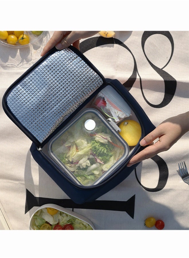 RollsTimi  Large Capacity Lunch Bag, Portable Insulated Lunch Bag, Lunch Box Bag with Zipper, Multi-Function Polyester Durable Lunch Box Bag, Multi-Color Solid Leak-Proof Ice Bag,Blue - Image 2