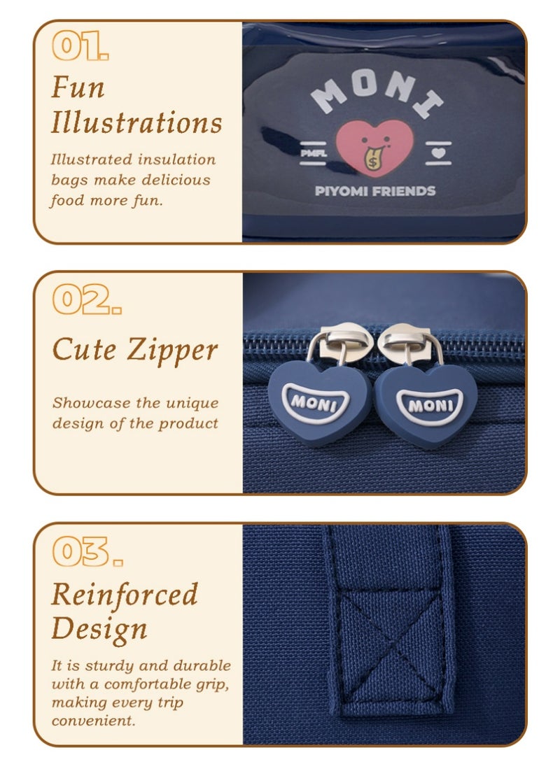 RollsTimi  Large Capacity Lunch Bag, Portable Insulated Lunch Bag, Lunch Box Bag with Zipper, Multi-Function Polyester Durable Lunch Box Bag, Multi-Color Solid Leak-Proof Ice Bag,Blue - Image 3