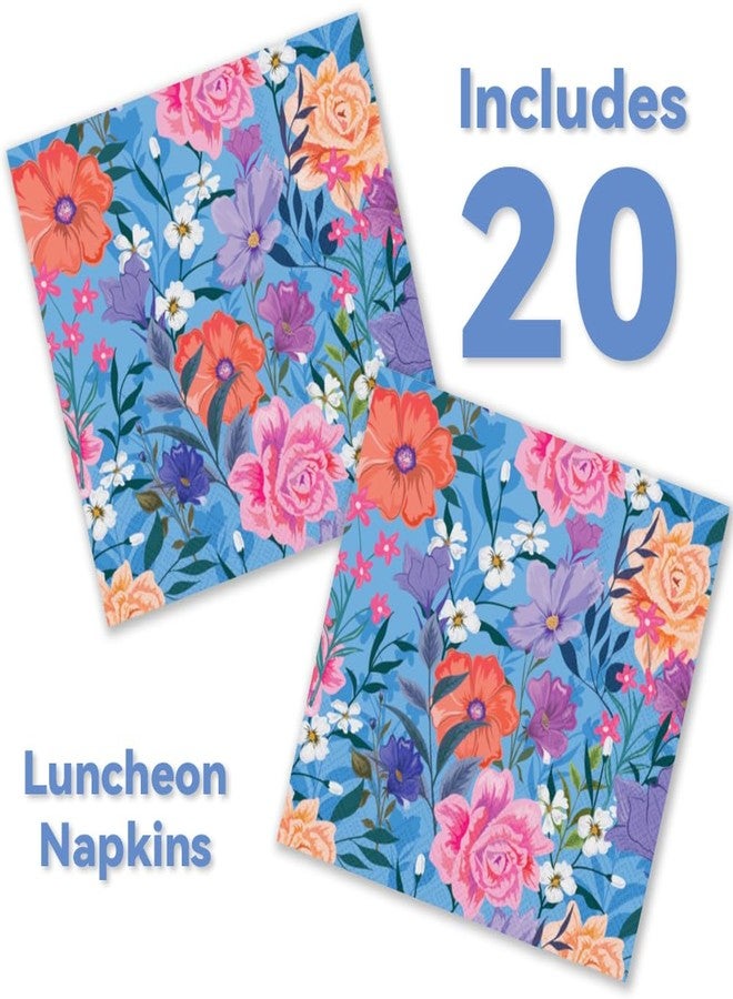 Stonehouse Collection | Blue Floral Paper Plates and Napkins |20 9" Paper Plates & 20 Napkins | 40 PCS Total | Disposable (Blue Floral) - Image 3