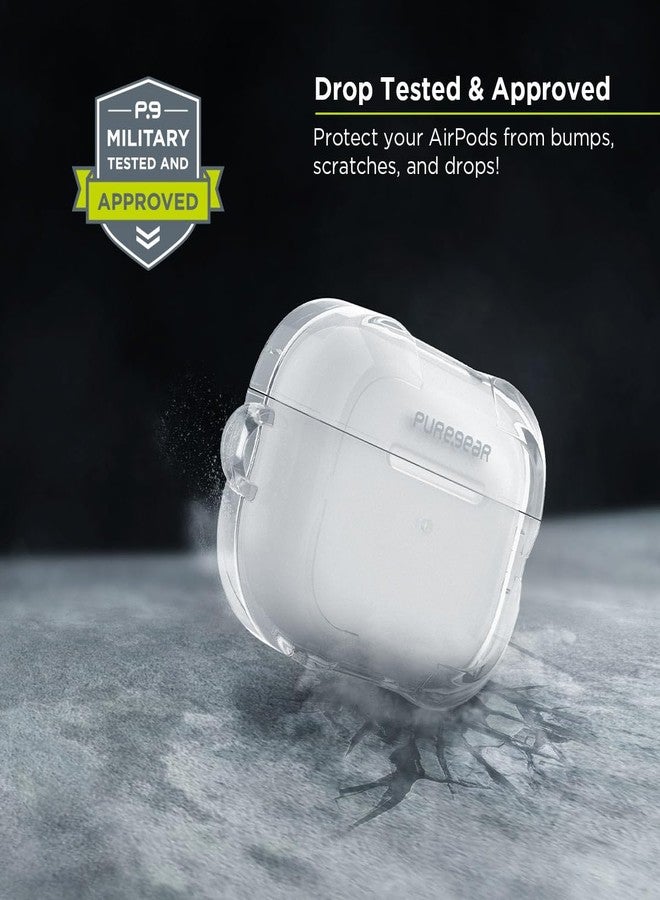 PureGear حافظة بوريجير القوية والمتينة + مشبك كارابiner لآيربودز برو الجيل الثاني/الأول، مختبرة ومعتمدة عسكريًا، مقاومة للخدوش، مصنوعة من TPU المتين، تشمل مشبك كارابiner المريح، ضمان مدى الحياة، شفافة - Image 2